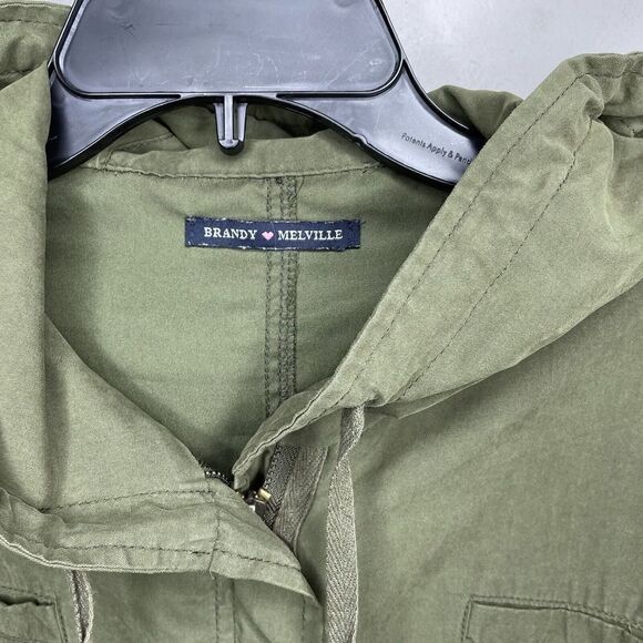 BRANDY MELVILLE Womens Olive Green Hooded Full-Zip Jacket One Size OS - Picture 3 of 9